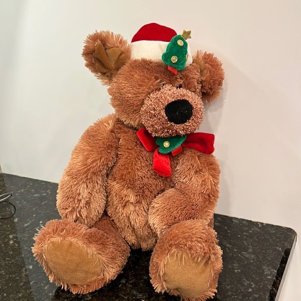 Gund Bear  Vintage Plush Christmas Pals Large 16” Stuffed Animal Xmas Tr…